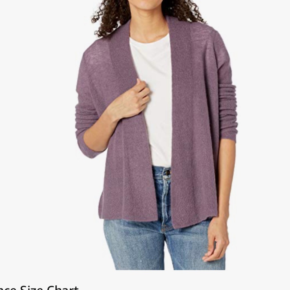 Vince NWT mohair and wool blend ribbed open cardigan in Purple Fig - Picture 4 of 11